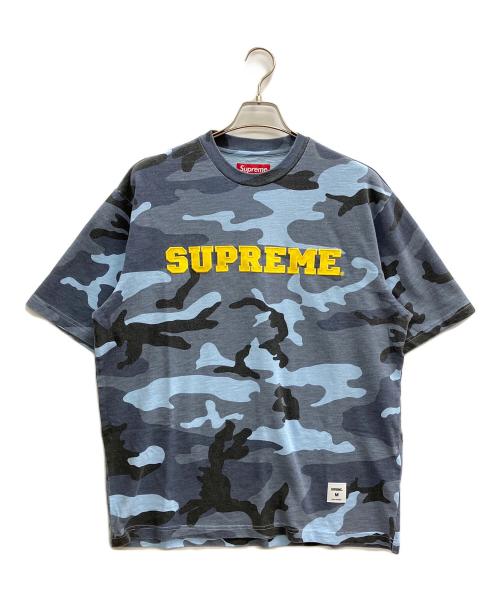 SUPREME（シュプリーム）Supreme (シュプリーム) Collegiate Applique S/S TOP ブルー×グレー サイズ:Mの古着・服飾アイテム
