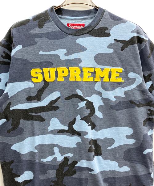 SUPREME（シュプリーム）Supreme (シュプリーム) Collegiate Applique S/S TOP ブルー×グレー サイズ:Mの古着・服飾アイテム