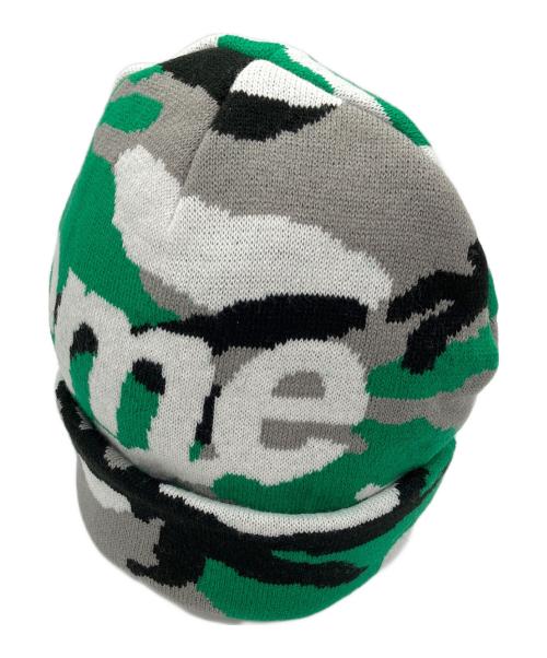 SUPREME（シュプリーム）Supreme (シュプリーム) Camo Big Logo Beanie グリーン×グレーの古着・服飾アイテム