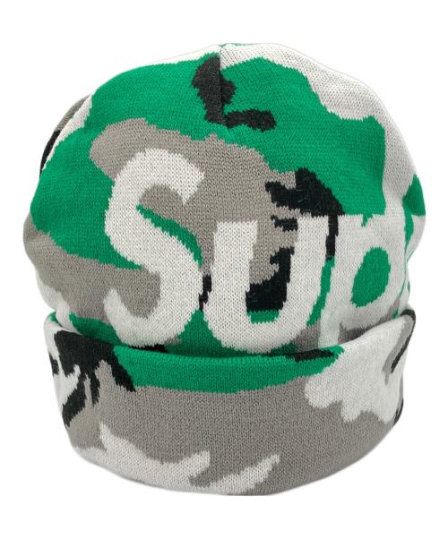 SUPREME（シュプリーム）Supreme (シュプリーム) Camo Big Logo Beanie グリーン×グレーの古着・服飾アイテム