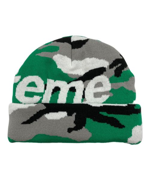 SUPREME（シュプリーム）Supreme (シュプリーム) Camo Big Logo Beanie グリーン×グレーの古着・服飾アイテム