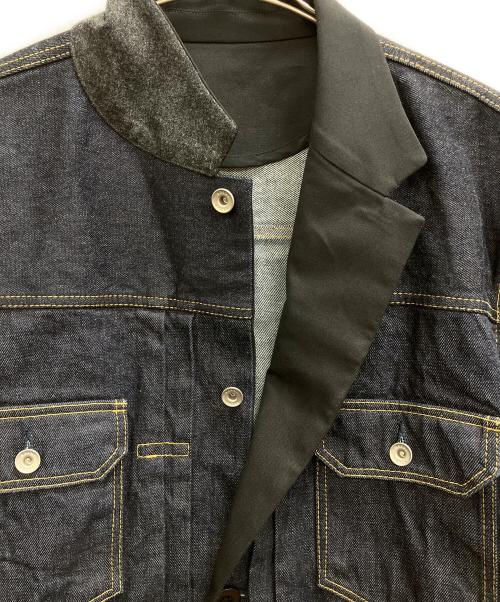 sacai（サカイ）sacai (サカイ) スタンドカラーデニムジャケット ネイビー サイズ:3の古着・服飾アイテム