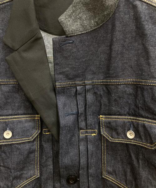 sacai（サカイ）sacai (サカイ) スタンドカラーデニムジャケット ネイビー サイズ:3の古着・服飾アイテム