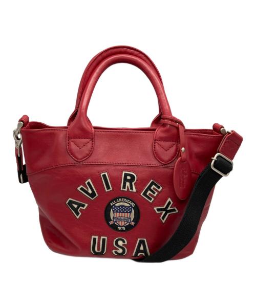 AVIREX（アヴィレックス）AVIREX (アヴィレックス) VARSITY LEATHER MINI TOTE BAG レッドの古着・服飾アイテム