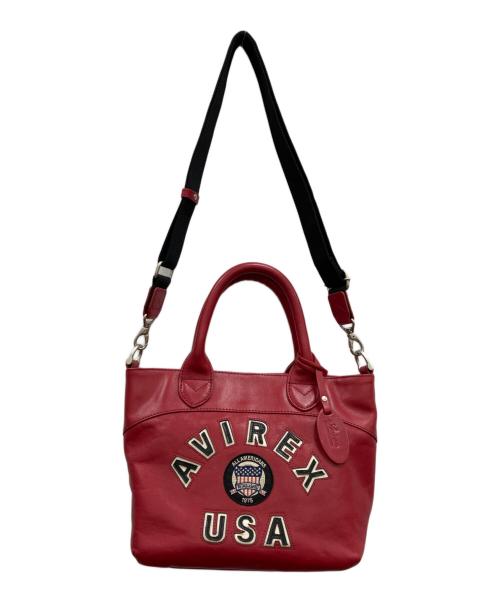 AVIREX（アヴィレックス）AVIREX (アヴィレックス) VARSITY LEATHER MINI TOTE BAG レッドの古着・服飾アイテム