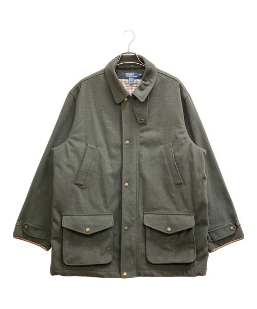 POLO RALPH LAUREN（ポロ・ラルフローレン）POLO RALPH LAUREN (ポロ・ラルフローレン) レザーパイピングウールハンティングジャケット カーキ サイズ:XLの古着・服飾アイテム