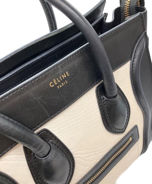 CELINE（セリーヌ）CELINE (セリーヌ) ラゲージミニショッパーバッグ ブラック×アイボリーの古着・服飾アイテム