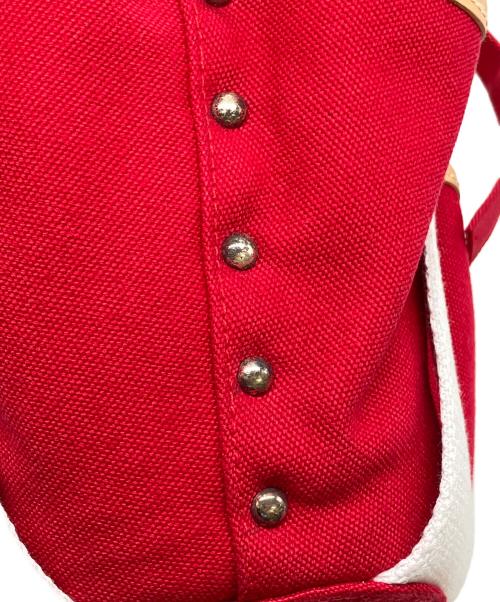 LAUREN RALPH LAUREN（ローレン ラルフ ローレン）LAUREN RALPH LAUREN (ローレン ラルフ ローレン) カゴバッグ レッド×ベージュの古着・服飾アイテム
