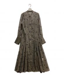 Ameri（アメリ）の古着「DOT FLOWER VEIL DRESS」｜ブラウン