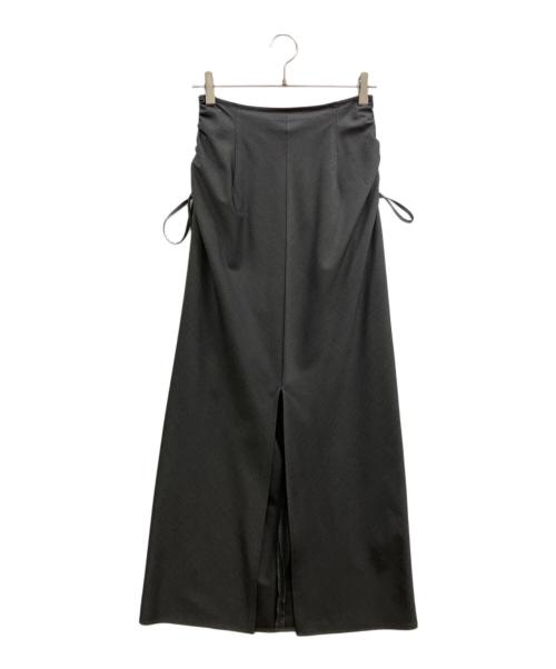 Ameri（アメリ）AMERI (アメリ) STRIPE DARWSTRING LONG SKIRT グレー サイズ:Mの古着・服飾アイテム