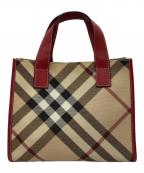 BURBERRY LONDONバーバリーロンドン）の古着「ノバチェックミニトートバッグ」｜ベージュ×レッド