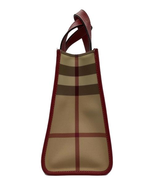 BURBERRY LONDON（バーバリーロンドン）BURBERRY LONDON (バーバリーロンドン) ノバチェックミニトートバッグ ベージュ×レッドの古着・服飾アイテム