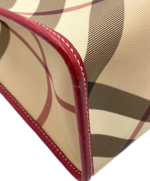 BURBERRY LONDON（バーバリーロンドン）BURBERRY LONDON (バーバリーロンドン) ノバチェックミニトートバッグ ベージュ×レッドの古着・服飾アイテム