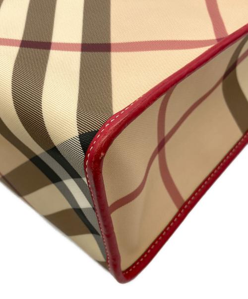 BURBERRY LONDON（バーバリーロンドン）BURBERRY LONDON (バーバリーロンドン) ノバチェックミニトートバッグ ベージュ×レッドの古着・服飾アイテム