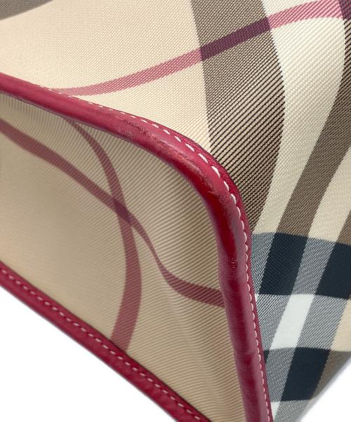 BURBERRY LONDON（バーバリーロンドン）BURBERRY LONDON (バーバリーロンドン) ノバチェックミニトートバッグ ベージュ×レッドの古着・服飾アイテム