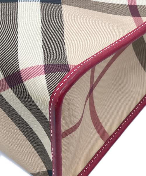 BURBERRY LONDON（バーバリーロンドン）BURBERRY LONDON (バーバリーロンドン) ノバチェックミニトートバッグ ベージュ×レッドの古着・服飾アイテム