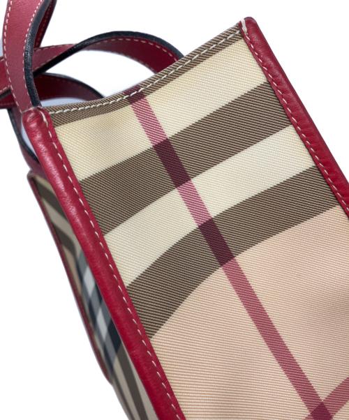 BURBERRY LONDON（バーバリーロンドン）BURBERRY LONDON (バーバリーロンドン) ノバチェックミニトートバッグ ベージュ×レッドの古着・服飾アイテム