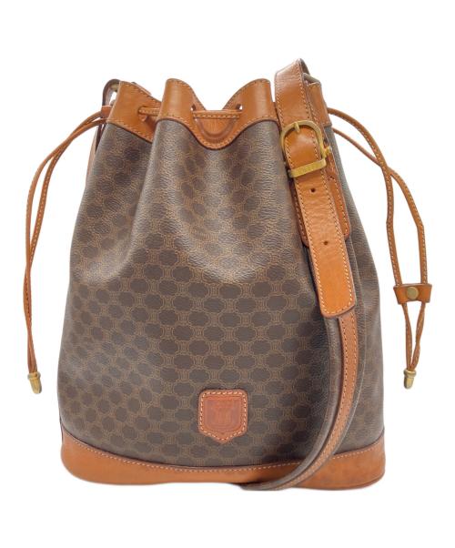 CELINE（セリーヌ）CELINE (セリーヌ) マカダムトリオンフ巾着ショルダーバッグ ブラウンの古着・服飾アイテム