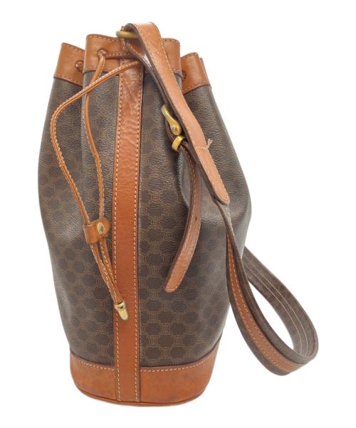 CELINE（セリーヌ）CELINE (セリーヌ) マカダムトリオンフ巾着ショルダーバッグ ブラウンの古着・服飾アイテム