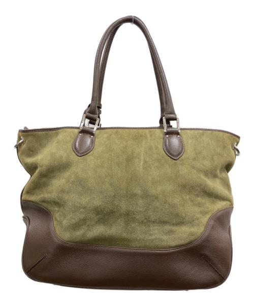 PELLE MORBIDA（ペッレモルビダ）PELLE MORBIDA (ペッレモルビダ) スウェード切り替えレザートートバッグ ブラウン×カーキの古着・服飾アイテム