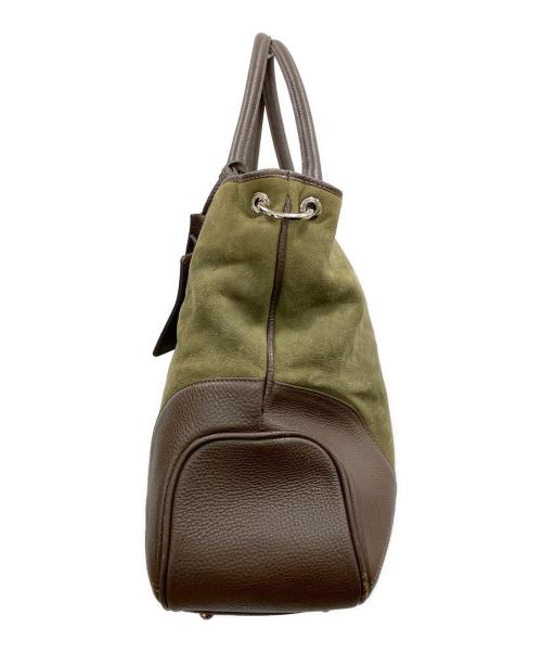 PELLE MORBIDA（ペッレモルビダ）PELLE MORBIDA (ペッレモルビダ) スウェード切り替えレザートートバッグ ブラウン×カーキの古着・服飾アイテム
