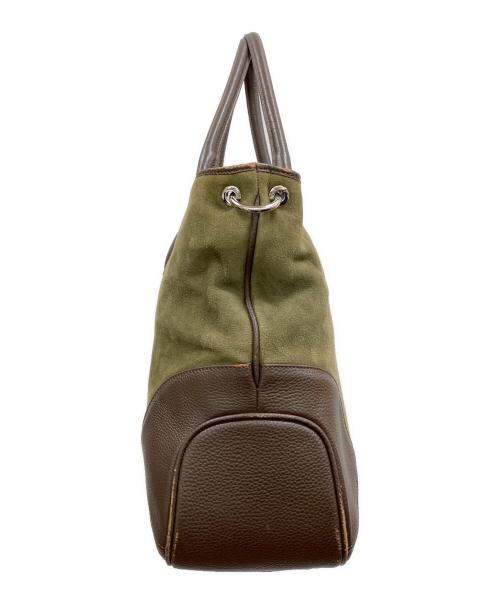 PELLE MORBIDA（ペッレモルビダ）PELLE MORBIDA (ペッレモルビダ) スウェード切り替えレザートートバッグ ブラウン×カーキの古着・服飾アイテム