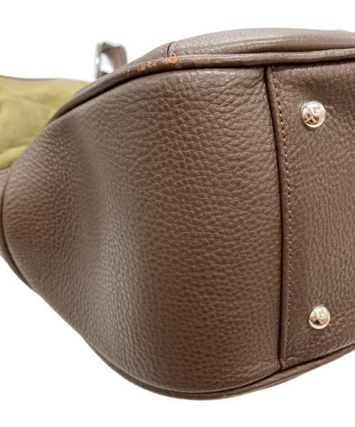PELLE MORBIDA（ペッレモルビダ）PELLE MORBIDA (ペッレモルビダ) スウェード切り替えレザートートバッグ ブラウン×カーキの古着・服飾アイテム