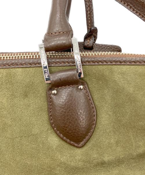 PELLE MORBIDA（ペッレモルビダ）PELLE MORBIDA (ペッレモルビダ) スウェード切り替えレザートートバッグ ブラウン×カーキの古着・服飾アイテム