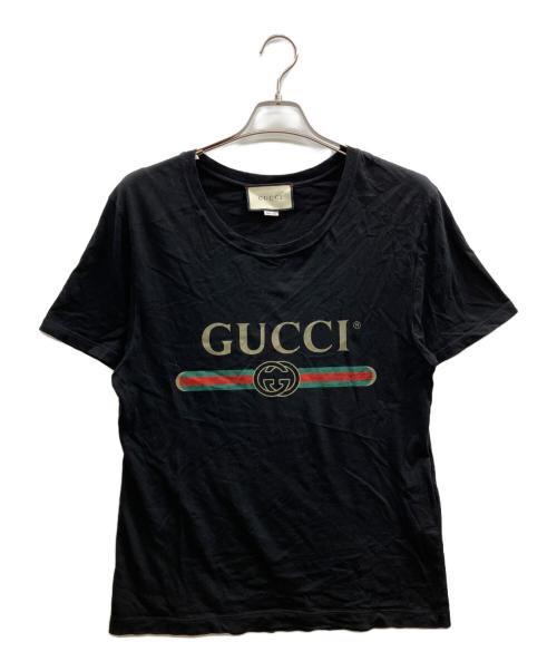 GUCCI（グッチ）GUCCI (グッチ) ロゴ ウォッシュドTシャツ ブラック サイズ:XSの古着・服飾アイテム