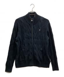 POLO RALPH LAUREN（ポロ・ラルフローレン）の古着「ケーブルドライバーズニット」｜ブラック