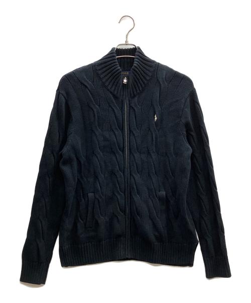 POLO RALPH LAUREN（ポロ・ラルフローレン）POLO RALPH LAUREN (ポロ・ラルフローレン) ケーブルドライバーズニット ブラック サイズ:Lの古着・服飾アイテム
