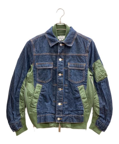 sacai（サカイ）sacai (サカイ) A.P.C. (アーペーセー) EIMI DENIM JACKET カーキ×インディゴ サイズ:XXSの古着・服飾アイテム