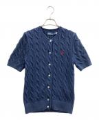 POLO RALPH LAURENポロ・ラルフローレン）の古着「半袖ケーブルニットカーディガン」｜ネイビー