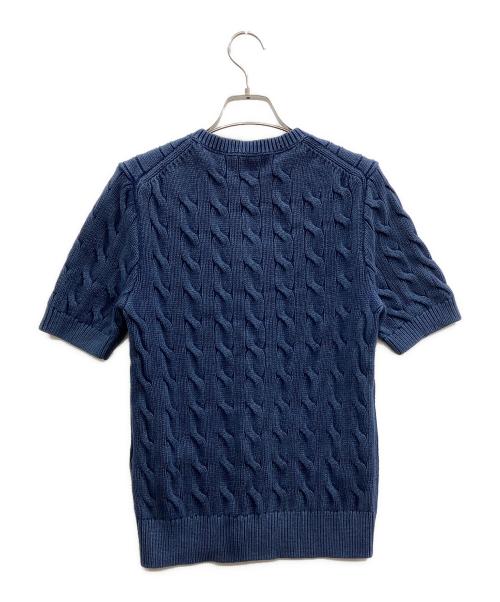 POLO RALPH LAUREN（ポロ・ラルフローレン）POLO RALPH LAUREN (ポロ・ラルフローレン) 半袖ケーブルニットカーディガン ネイビー サイズ:Mの古着・服飾アイテム
