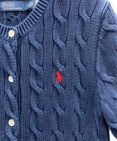 POLO RALPH LAUREN（ポロ・ラルフローレン）POLO RALPH LAUREN (ポロ・ラルフローレン) 半袖ケーブルニットカーディガン ネイビー サイズ:Mの古着・服飾アイテム