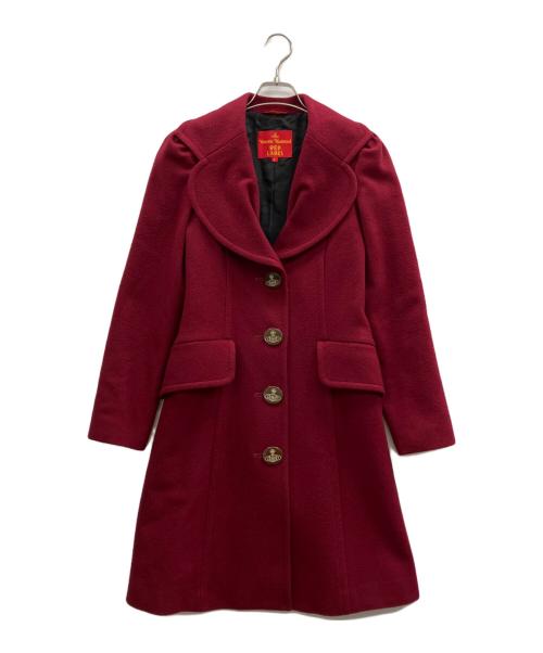 Vivienne Westwood RED LABEL（ヴィヴィアンウエストウッドレッドレーベル）Vivienne Westwood RED LABEL (ヴィヴィアンウエストウッドレッドレーベル) オーブボタン丸襟ウールロングコート レッド サイズ:2の古着・服飾アイテム