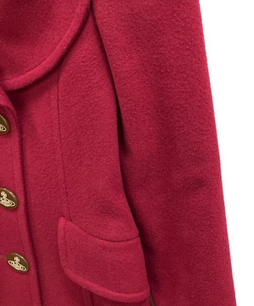 Vivienne Westwood RED LABEL（ヴィヴィアンウエストウッドレッドレーベル）Vivienne Westwood RED LABEL (ヴィヴィアンウエストウッドレッドレーベル) オーブボタン丸襟ウールロングコート レッド サイズ:2の古着・服飾アイテム