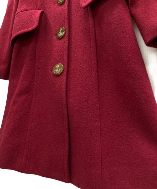 Vivienne Westwood RED LABEL（ヴィヴィアンウエストウッドレッドレーベル）Vivienne Westwood RED LABEL (ヴィヴィアンウエストウッドレッドレーベル) オーブボタン丸襟ウールロングコート レッド サイズ:2の古着・服飾アイテム