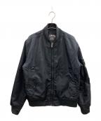 stussyステューシー）の古着「モノグラムMA-1ジャケット」｜ブラック