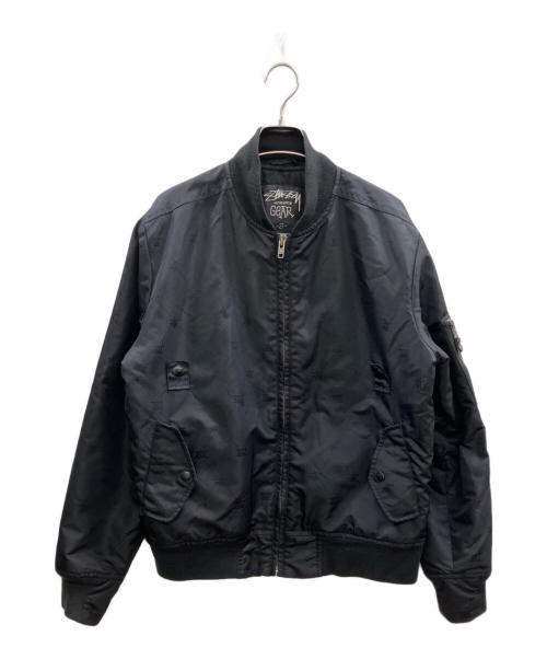 stussy（ステューシー）stussy (ステューシー) モノグラムMA-1ジャケット ブラック サイズ:Sの古着・服飾アイテム