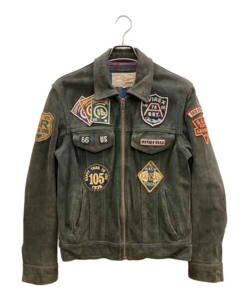 AVIREX（アヴィレックス）AVIREX (アヴィレックス) パッチスエードレザージャケット グレー サイズ:Lの古着・服飾アイテム