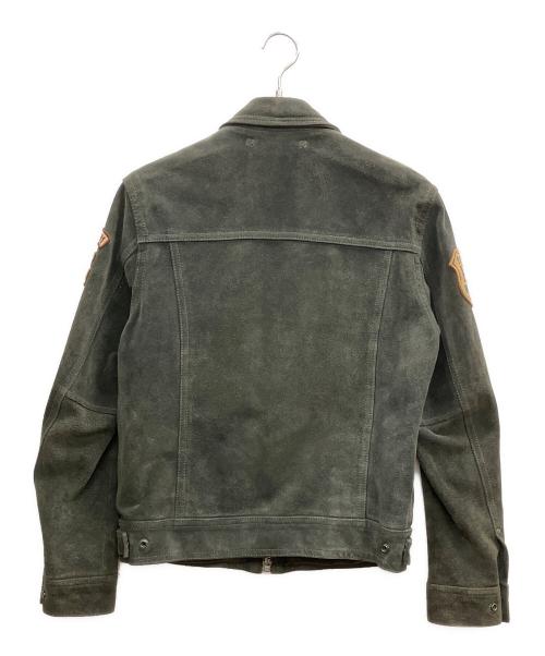 AVIREX（アヴィレックス）AVIREX (アヴィレックス) パッチスエードレザージャケット グレー サイズ:Lの古着・服飾アイテム