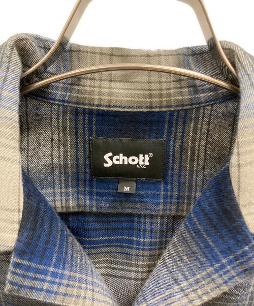 Schott（ショット）Schott (ショット) OMBRE CHECK FLANNEL SHIRT ブルー サイズ:Mの古着・服飾アイテム