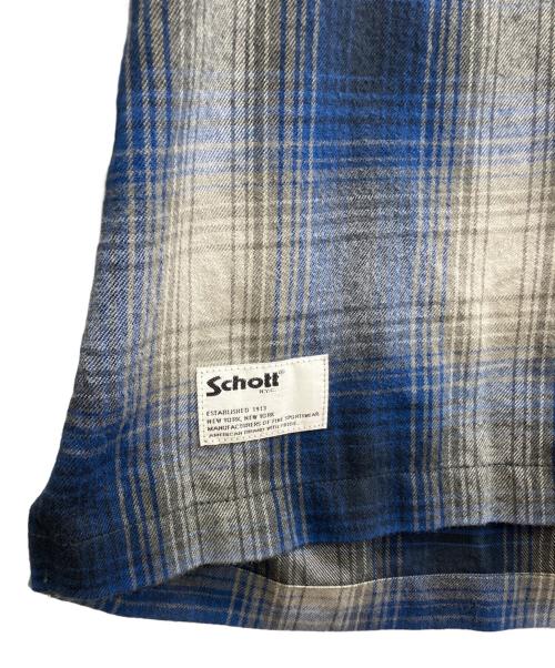 Schott（ショット）Schott (ショット) OMBRE CHECK FLANNEL SHIRT ブルー サイズ:Mの古着・服飾アイテム