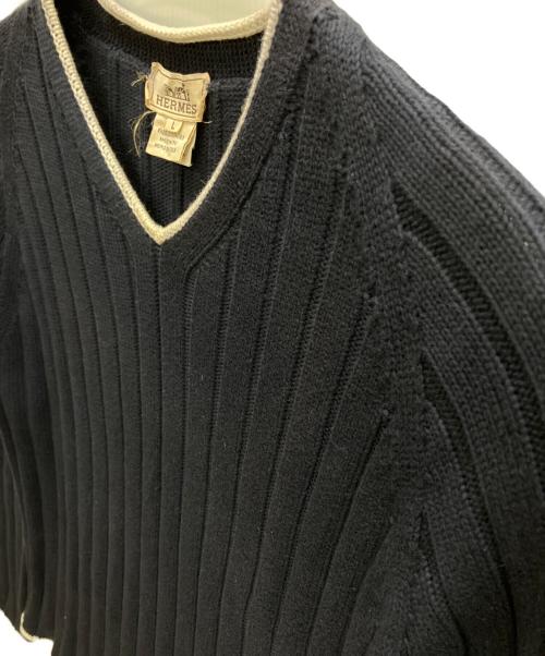 HERMES（エルメス）HERMES (エルメス) コットンカシミヤVネックニット ネイビー サイズ:Lの古着・服飾アイテム