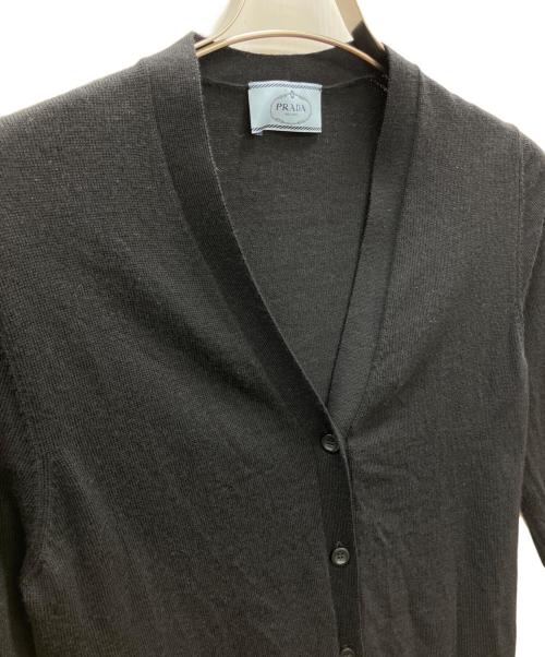 PRADA（プラダ）PRADA (プラダ) ウールハイゲージVネックニットカーディガン ブラック サイズ:36の古着・服飾アイテム