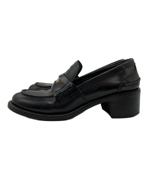 MIU MIU（ミュウミュウ）MIU MIU (ミュウミュウ) ブラッシュドレザー ローファー ブラック サイズ:35.5の古着・服飾アイテム