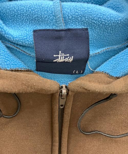 stussy（ステューシー）stussy (ステューシー) ロゴジップパーカー ブラウン サイズ:Lの古着・服飾アイテム