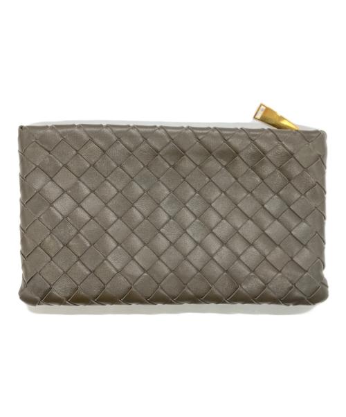 BOTTEGA VENETA（ボッテガベネタ）BOTTEGA VENETA (ボッテガベネタ) イントレチャートポーチ カーキの古着・服飾アイテム