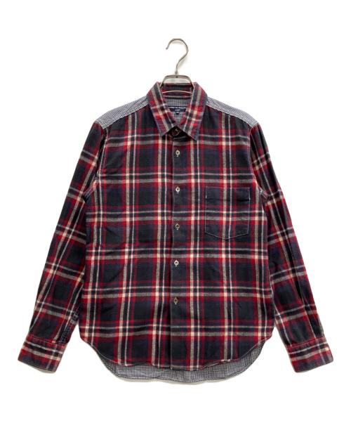 COMME des GARCONS HOMME（コムデギャルソン オム）COMME des GARCONS HOMME (コムデギャルソン オム) 前後切替ネルシャツ レッド×ネイビー サイズ:XSの古着・服飾アイテム